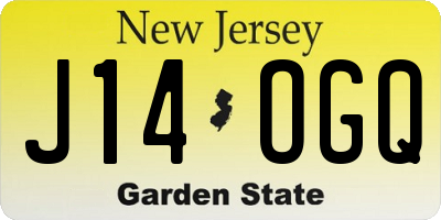 NJ license plate J14OGQ