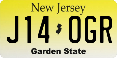 NJ license plate J14OGR