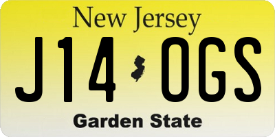 NJ license plate J14OGS
