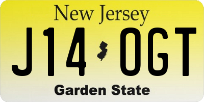 NJ license plate J14OGT