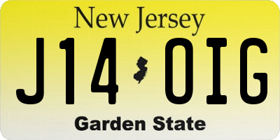NJ license plate J14OIG