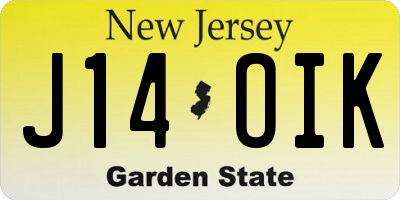 NJ license plate J14OIK