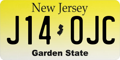 NJ license plate J14OJC