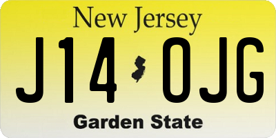 NJ license plate J14OJG