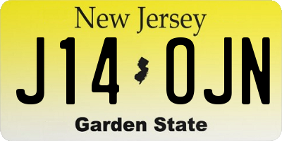 NJ license plate J14OJN