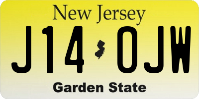 NJ license plate J14OJW