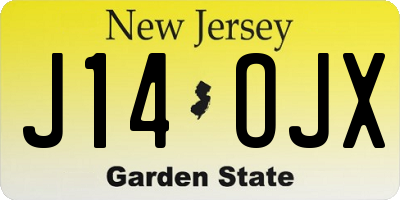 NJ license plate J14OJX