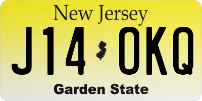 NJ license plate J14OKQ