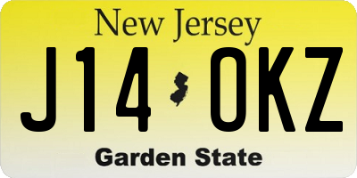 NJ license plate J14OKZ
