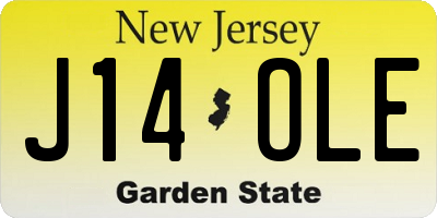 NJ license plate J14OLE