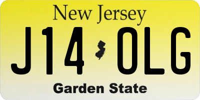 NJ license plate J14OLG