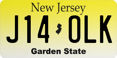 NJ license plate J14OLK
