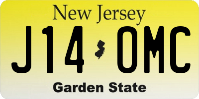 NJ license plate J14OMC