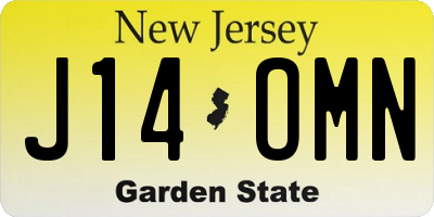 NJ license plate J14OMN