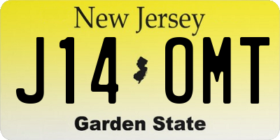 NJ license plate J14OMT