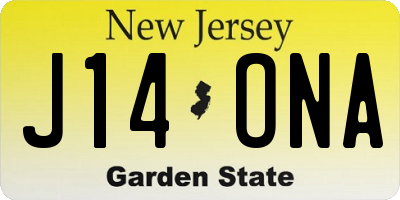 NJ license plate J14ONA