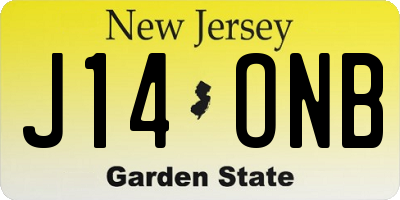 NJ license plate J14ONB