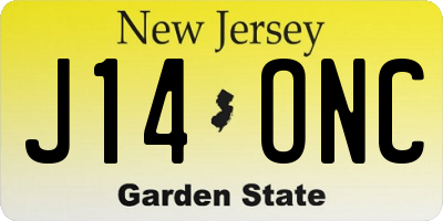 NJ license plate J14ONC