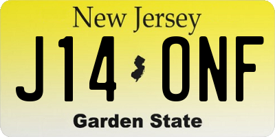 NJ license plate J14ONF