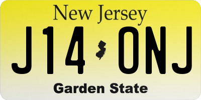 NJ license plate J14ONJ