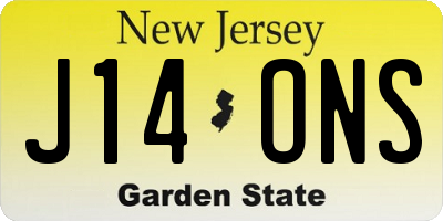 NJ license plate J14ONS