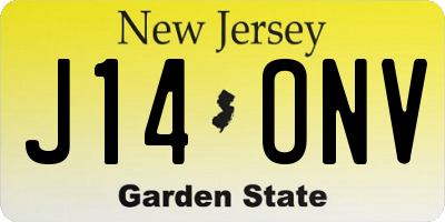 NJ license plate J14ONV