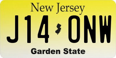 NJ license plate J14ONW