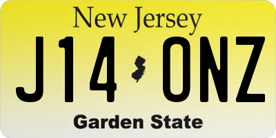 NJ license plate J14ONZ