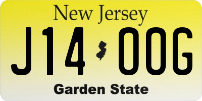 NJ license plate J14OOG