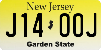 NJ license plate J14OOJ