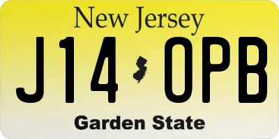 NJ license plate J14OPB