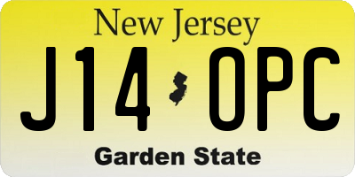 NJ license plate J14OPC