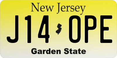 NJ license plate J14OPE