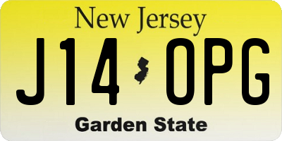 NJ license plate J14OPG
