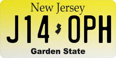 NJ license plate J14OPH