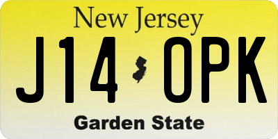 NJ license plate J14OPK