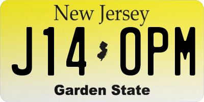 NJ license plate J14OPM