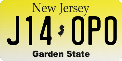 NJ license plate J14OPO