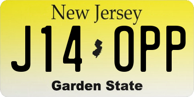 NJ license plate J14OPP