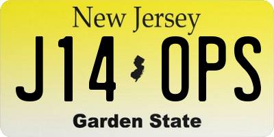 NJ license plate J14OPS