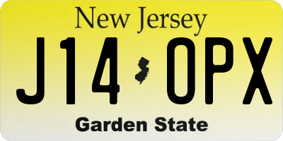 NJ license plate J14OPX