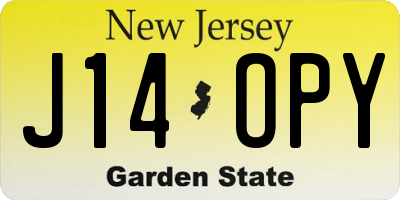 NJ license plate J14OPY