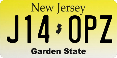 NJ license plate J14OPZ