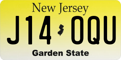 NJ license plate J14OQU