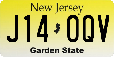 NJ license plate J14OQV