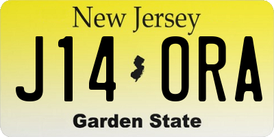 NJ license plate J14ORA