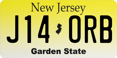 NJ license plate J14ORB