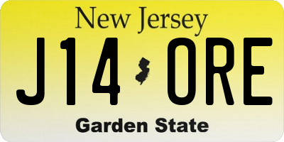 NJ license plate J14ORE