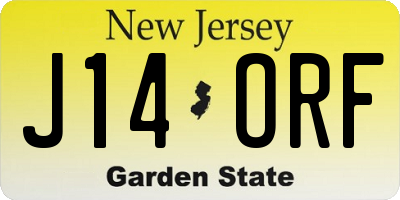 NJ license plate J14ORF
