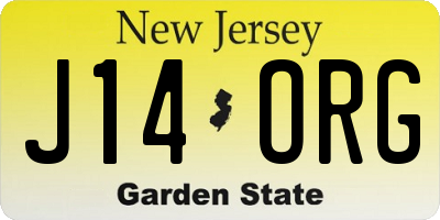 NJ license plate J14ORG